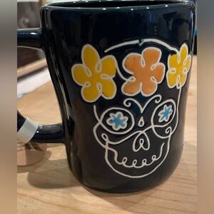 NWT Rae Dunn Dia De Los Muertos Skull Blue orange yellow double sided mug